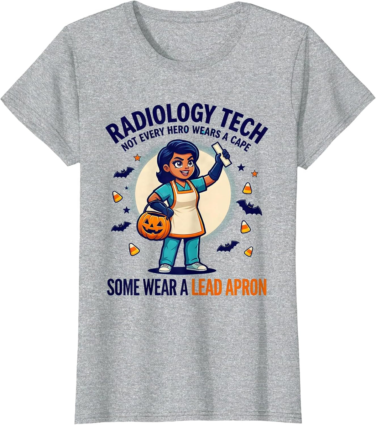 Women's Radiology Tech Hero Halloween Cartoon T-Shirt - Heather Grey