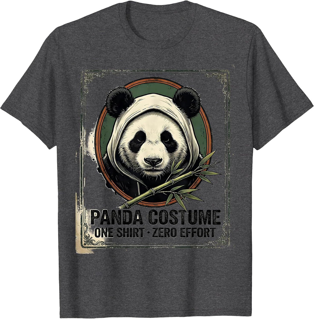 Men's Panda Costume: One Shirt, Zero Effort Vintage Funny Animal T-Shirt - Dark Heather Grey