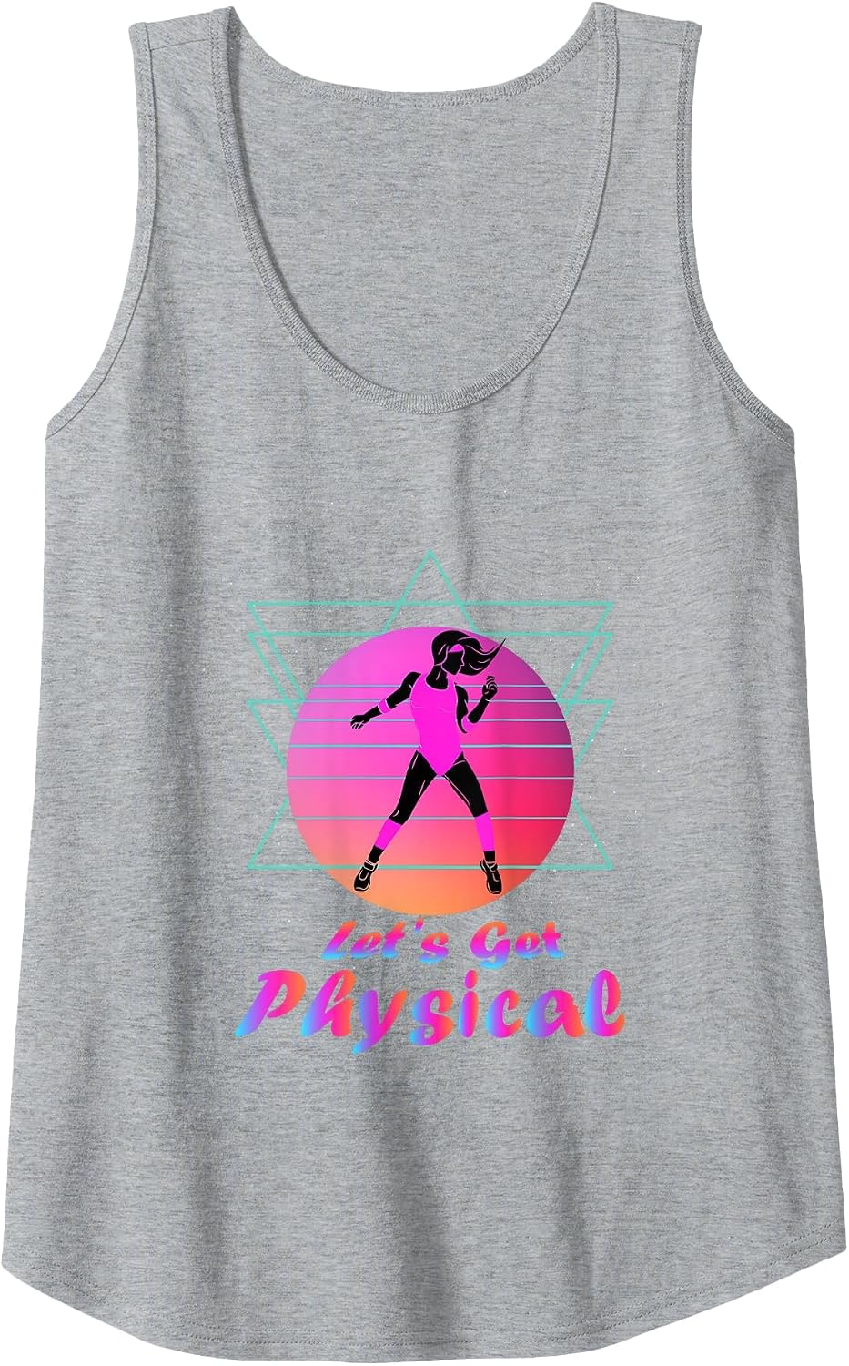 80's Stay Fit Aerobics Gymnastics Let's Get Physical Tank Top - Heather Grey