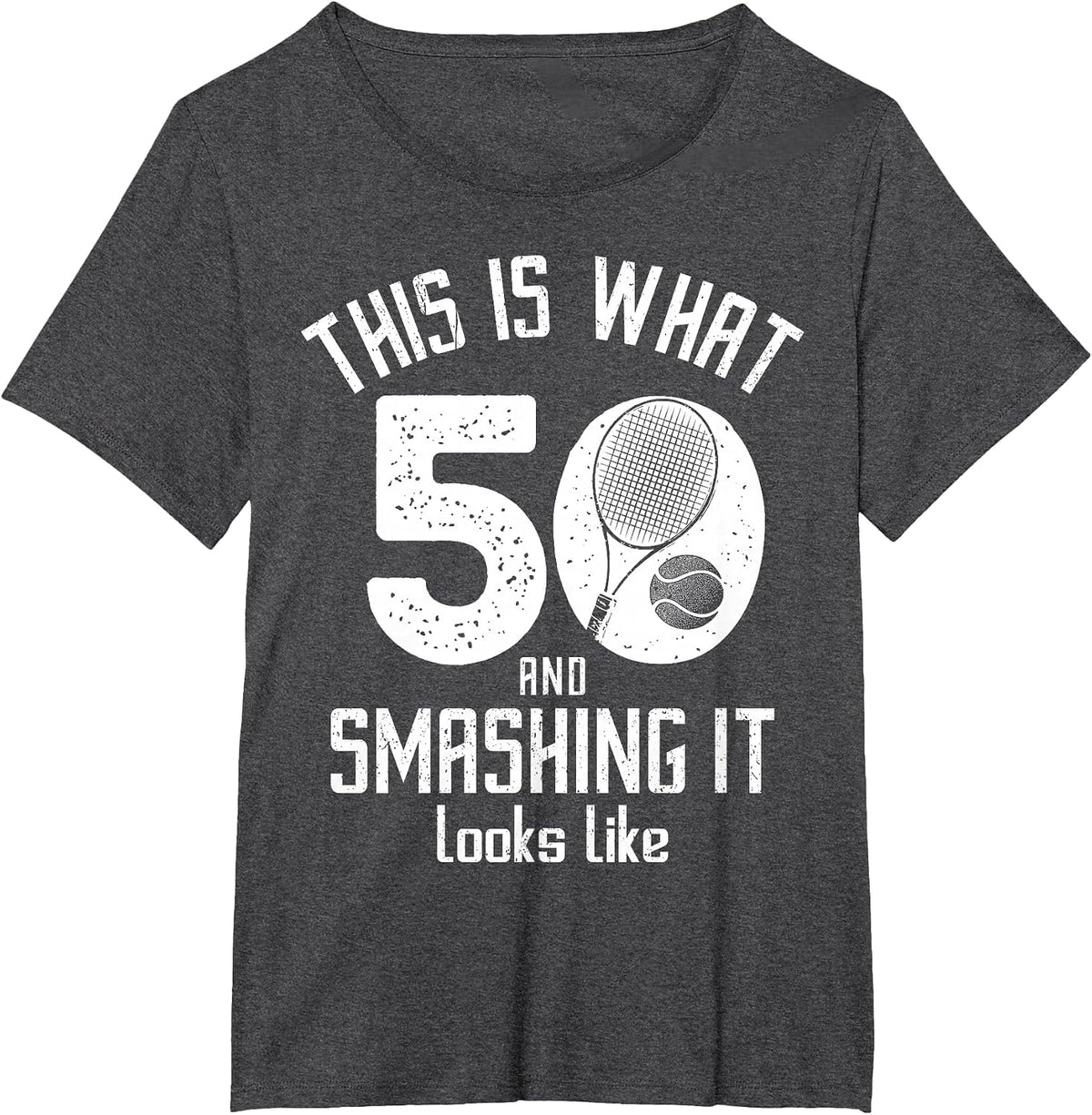 Funny Tennis Player 50th Birthday 50 Years Old Tennis T-Shirt - Dark Heather Grey