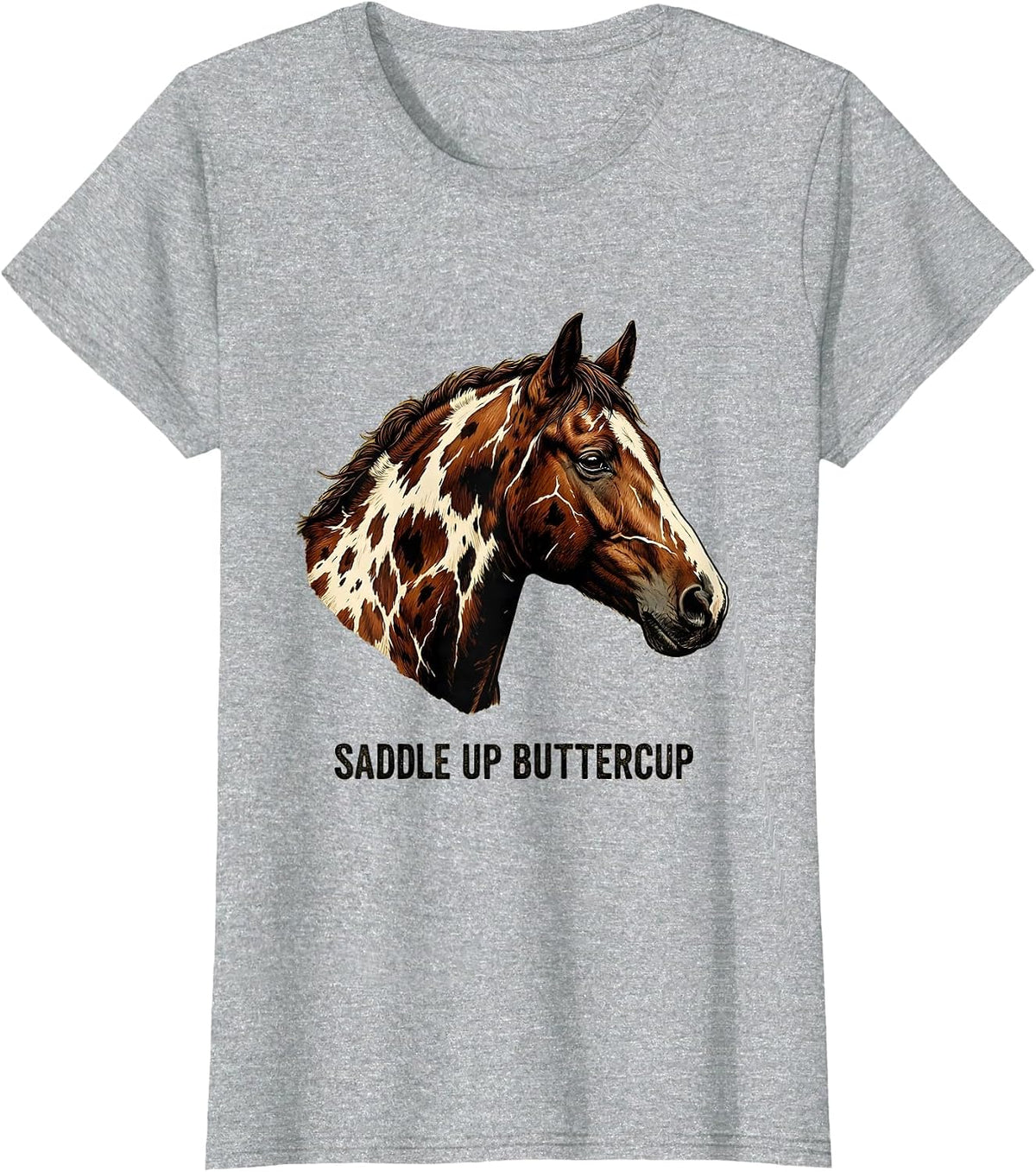 Saddle Up Buttercup Horse Riding Design T-Shirt - Heather Grey