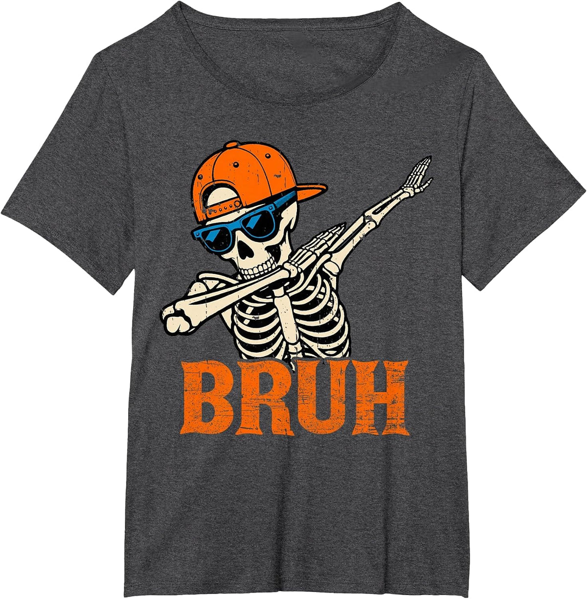 Bruh Spooky Dabbing Skeleton Halloween Custome for Boys Men T-Shirt - Dark Heather Grey