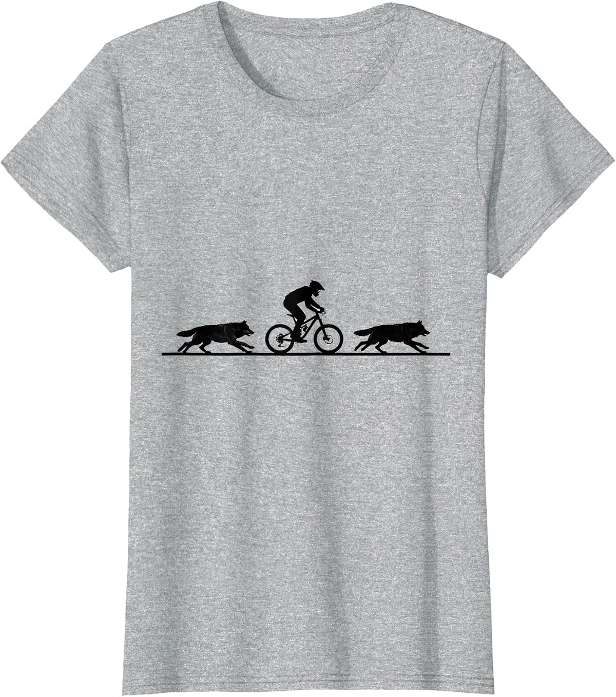 Women's Wolf Pack Mountain Biker Cycling Graphic T-Shirt - Heather Grey
