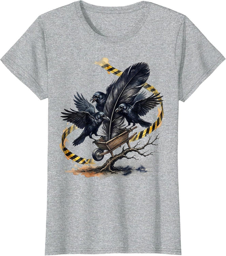 Crow Murder Pun Gothic Bird Lover Dark Humor T-Shirt - Heather Grey