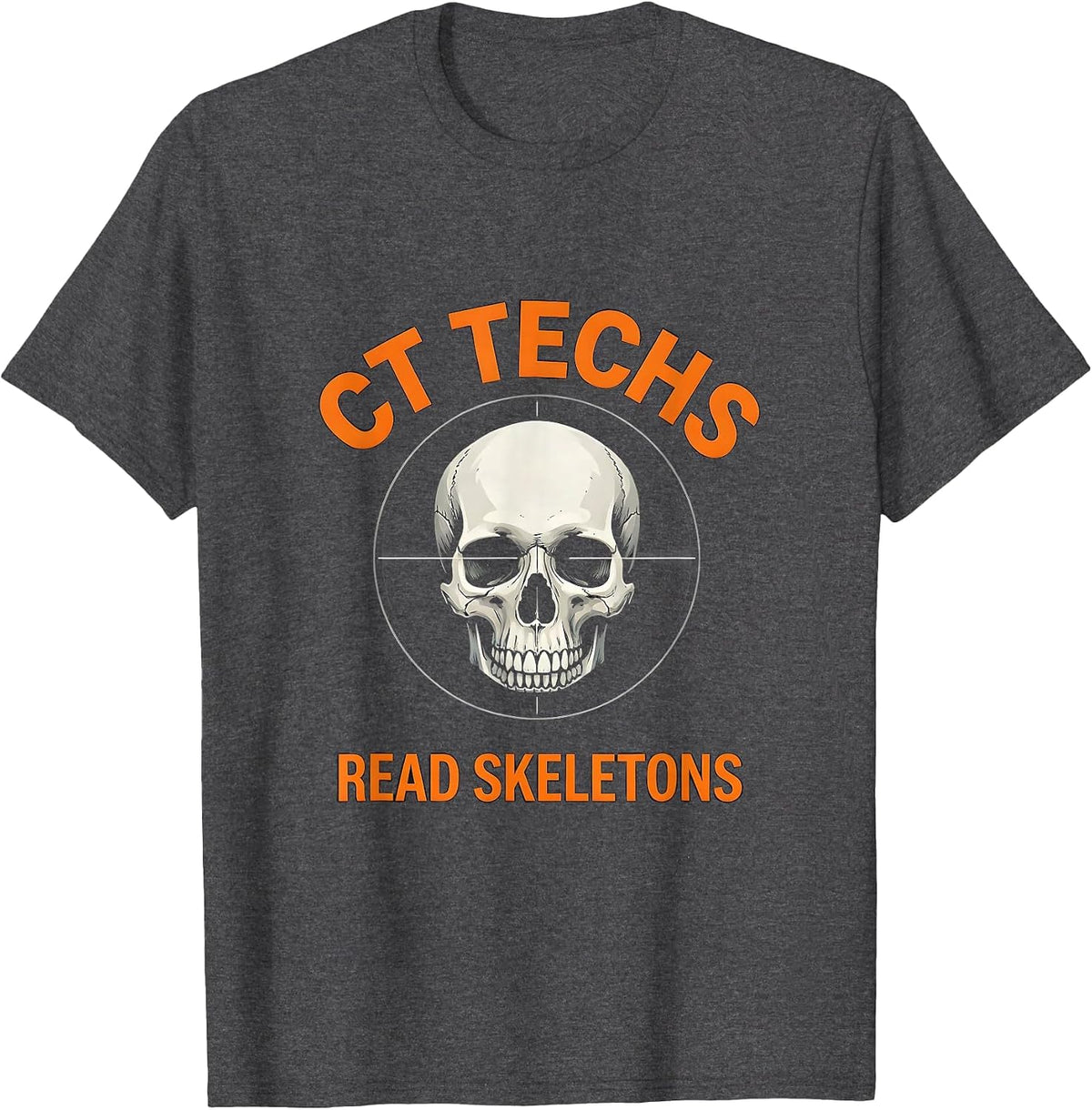 CT Techs Read Skeletons Minimalist Radiology Tech Halloween T-Shirt - Dark Heather Grey