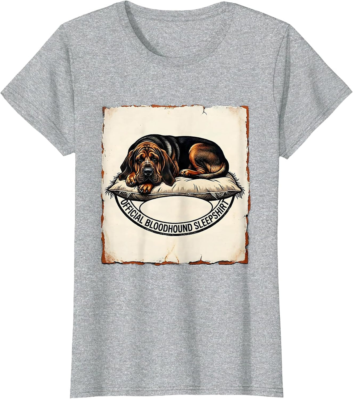 OFFICIAL BLOODHOUND SLEEPSHIRT Rubber Stamp Dog Lover Pajama T-Shirt - Heather Grey