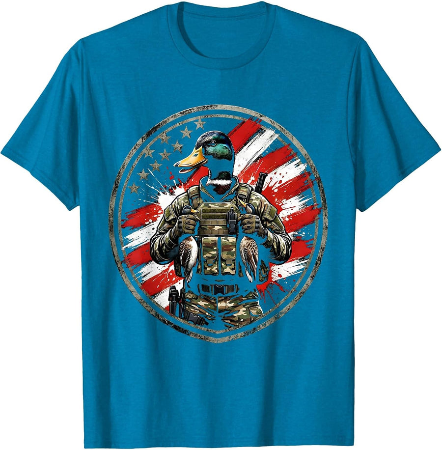 Duck Hunter Camo Gear Decoy Illustration T-Shirt - Sapphire Blue
