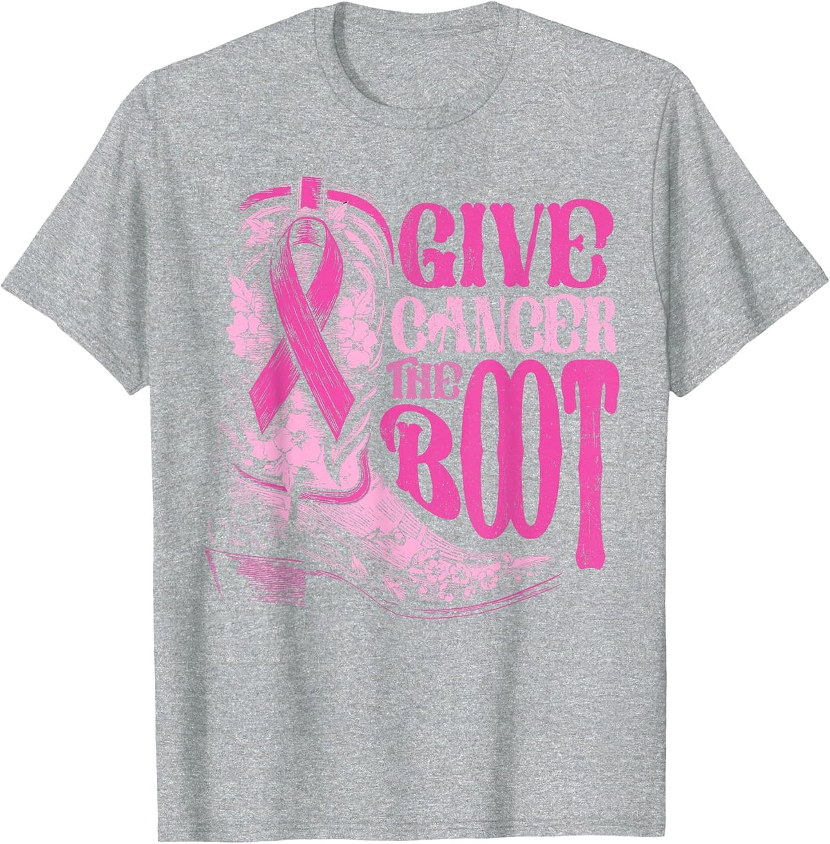 Breast Cancer Cowboy Gives Cancer Running Pass Cowgirl Rodeo T-Shirt - Heather Grey