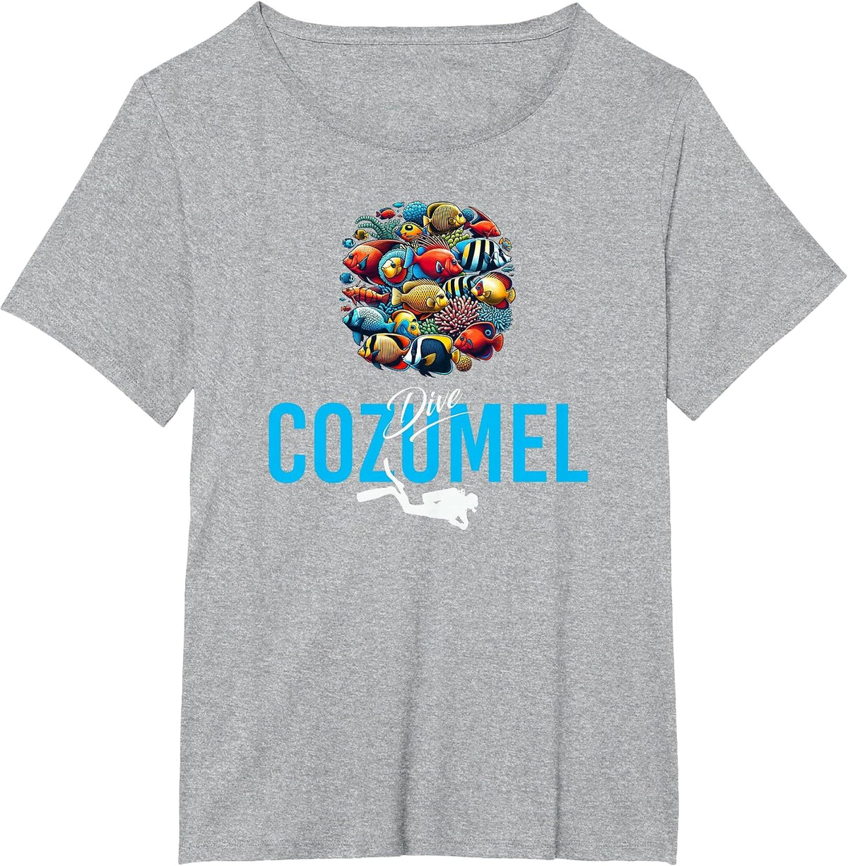 Scuba Dive Cozumel Tropical Fish T-Shirt - Heather Grey