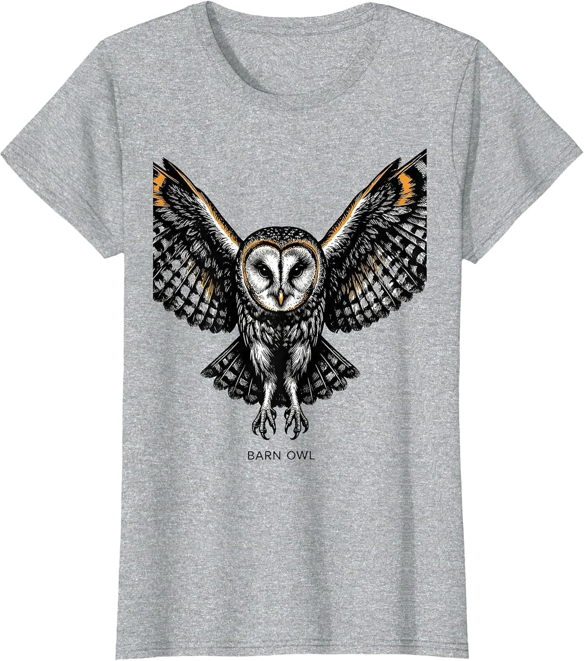 Women's Barn Owl Scratchboard Funny Owl Lover Bird Enthusiast T-Shirt - Heather Grey