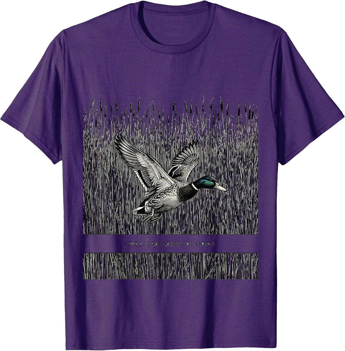 I Meet Mallards At Dawn Funny Duck Hunting Camouflage T-Shirt - Purple