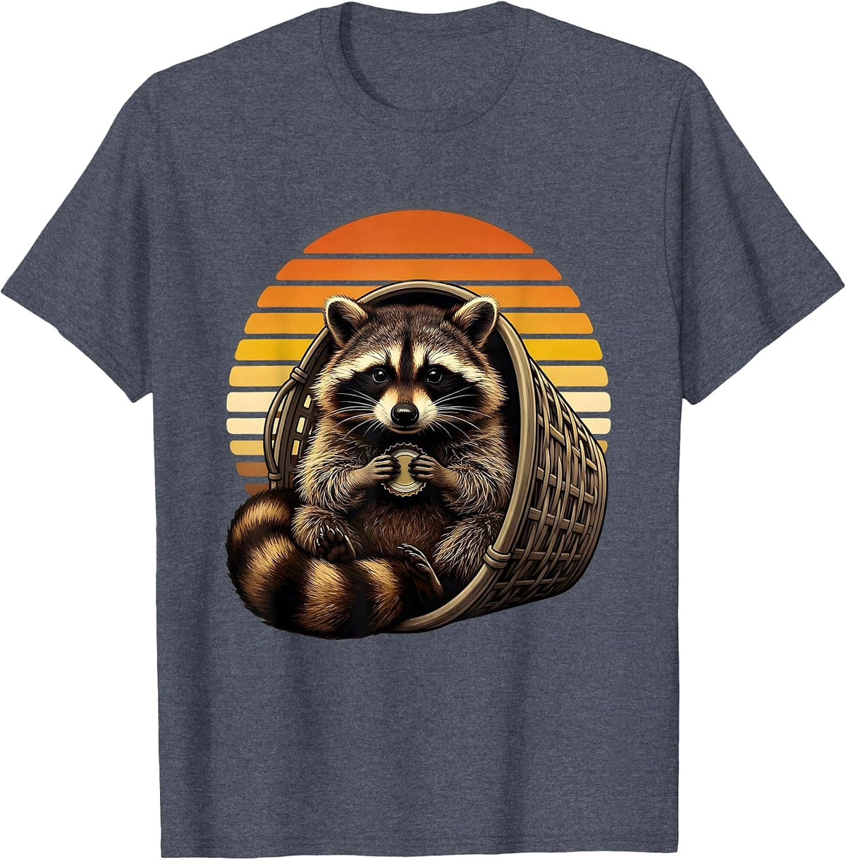 Retro 70s Trash Panda Raccoon Meme Humor T-Shirt - Heather Blue