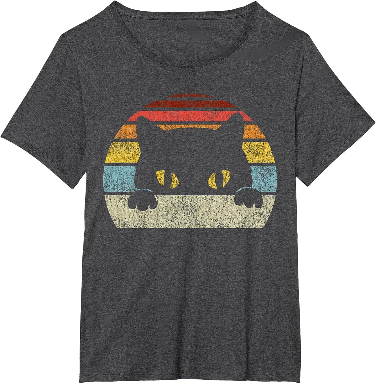 Cat Retro Style Vintage Black Kitten Cute Kitty Cats Lover T-Shirt - Dark Heather Grey