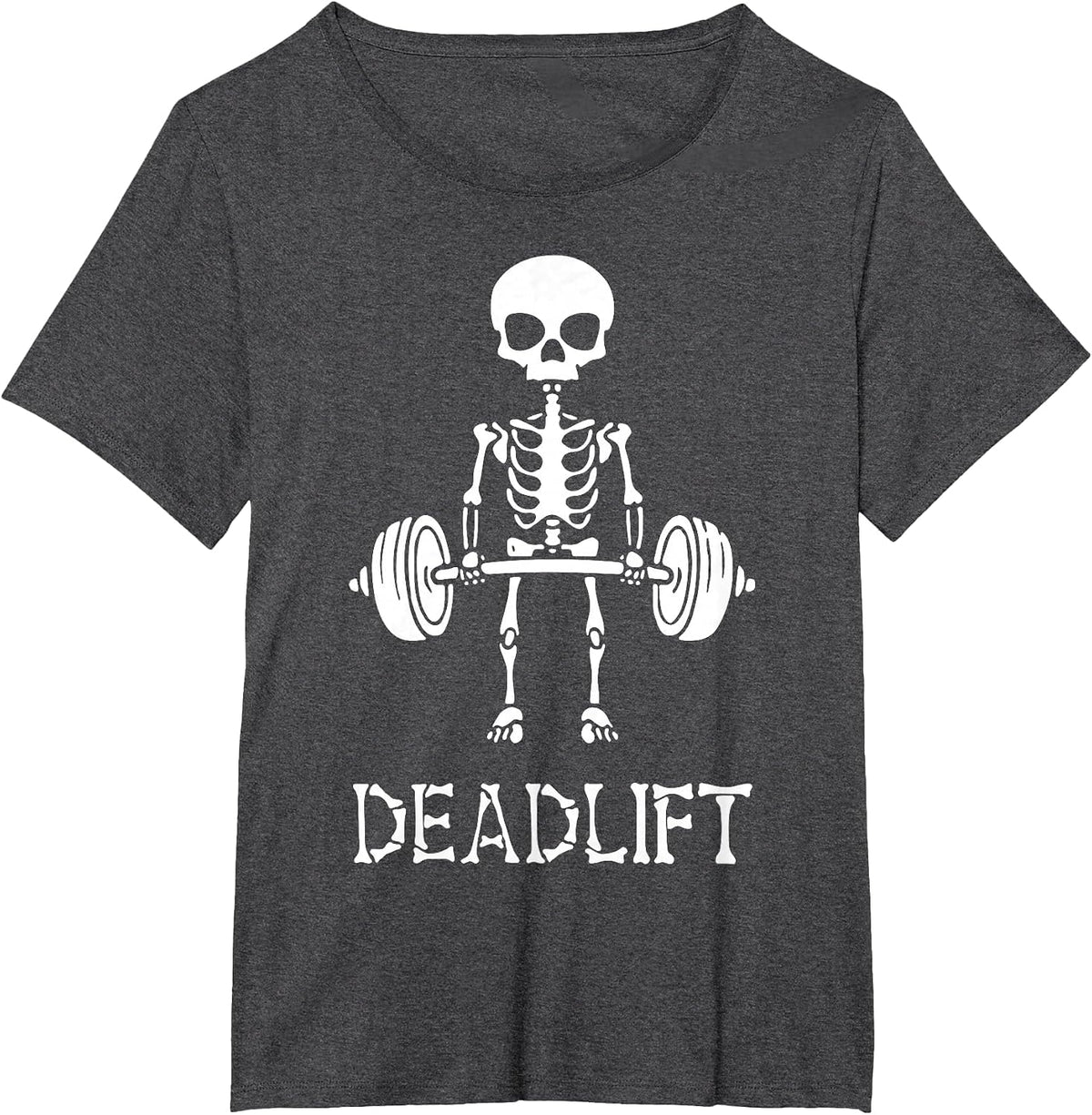 Deadlift Skeleton Gym Weight Lifting Workout Fitness T-Shirt - Dark Heather Grey