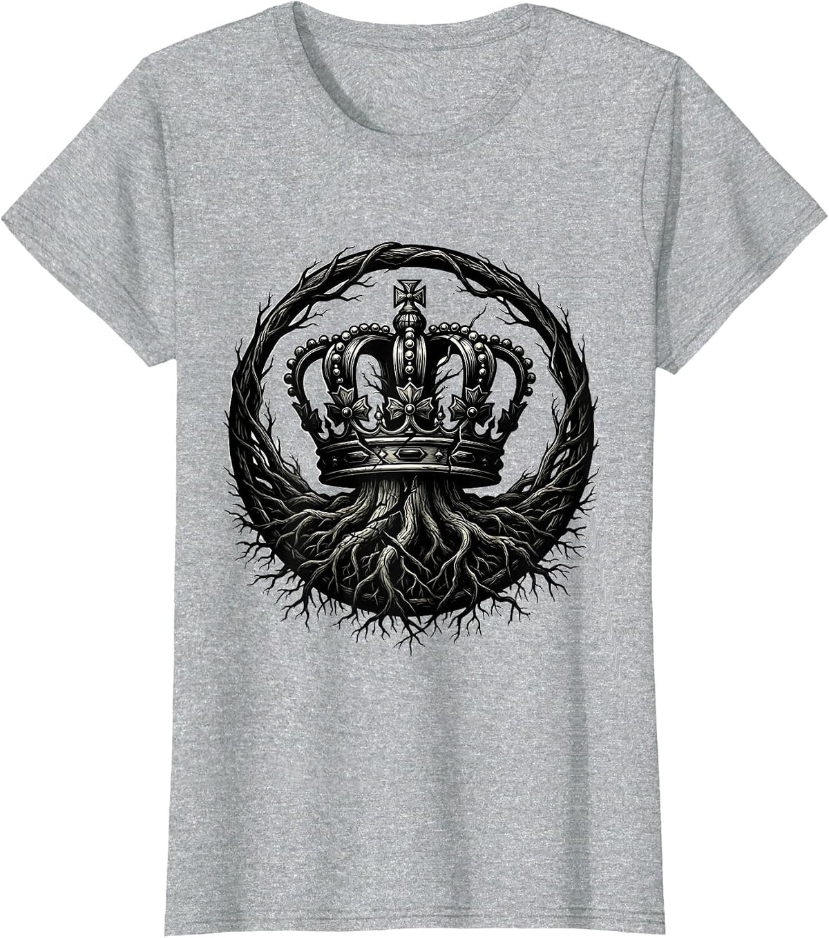 Crown Overgrown With Roots Nature vs Power Graphic T-Shirt - Heather Grey