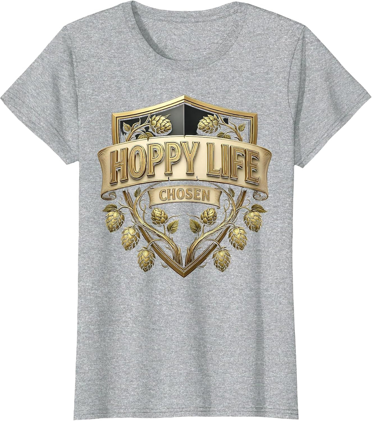 Hoppy Life Chosen Craft Beer Lover Design T-Shirt - Heather Grey