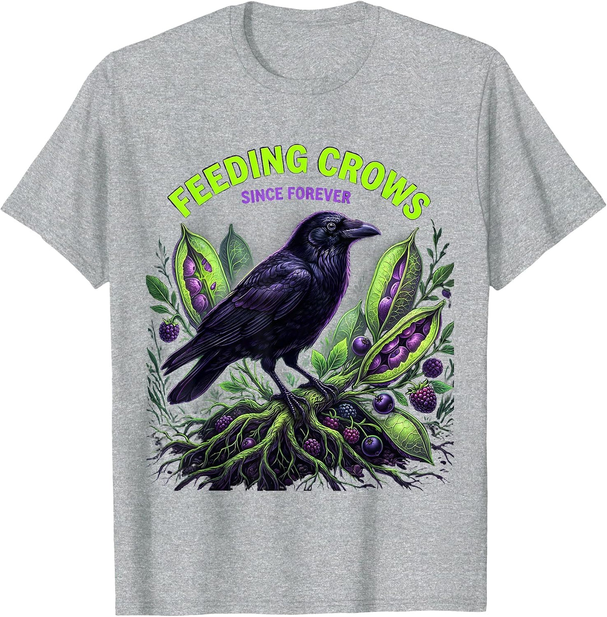 Men's Feeding Crows Since Forever Crow Lover Design T-Shirt - Heather Grey
