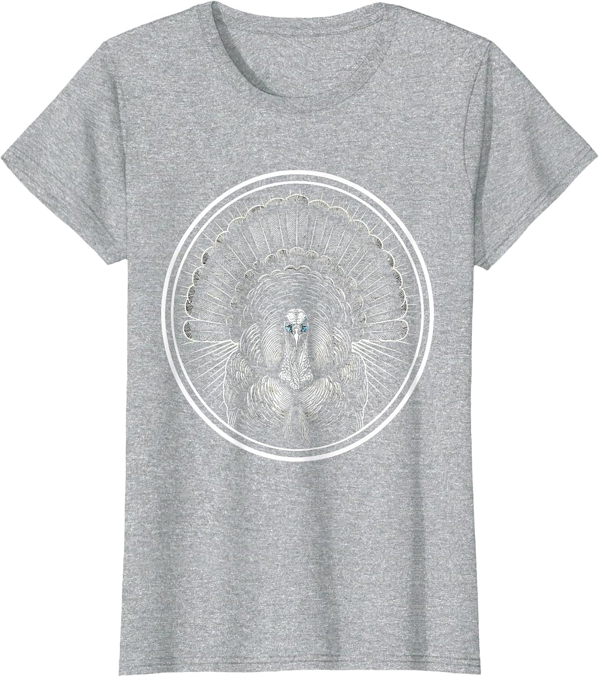 Turkey Fan Spread Sunburst Hunting Graphic T-Shirt - Heather Grey