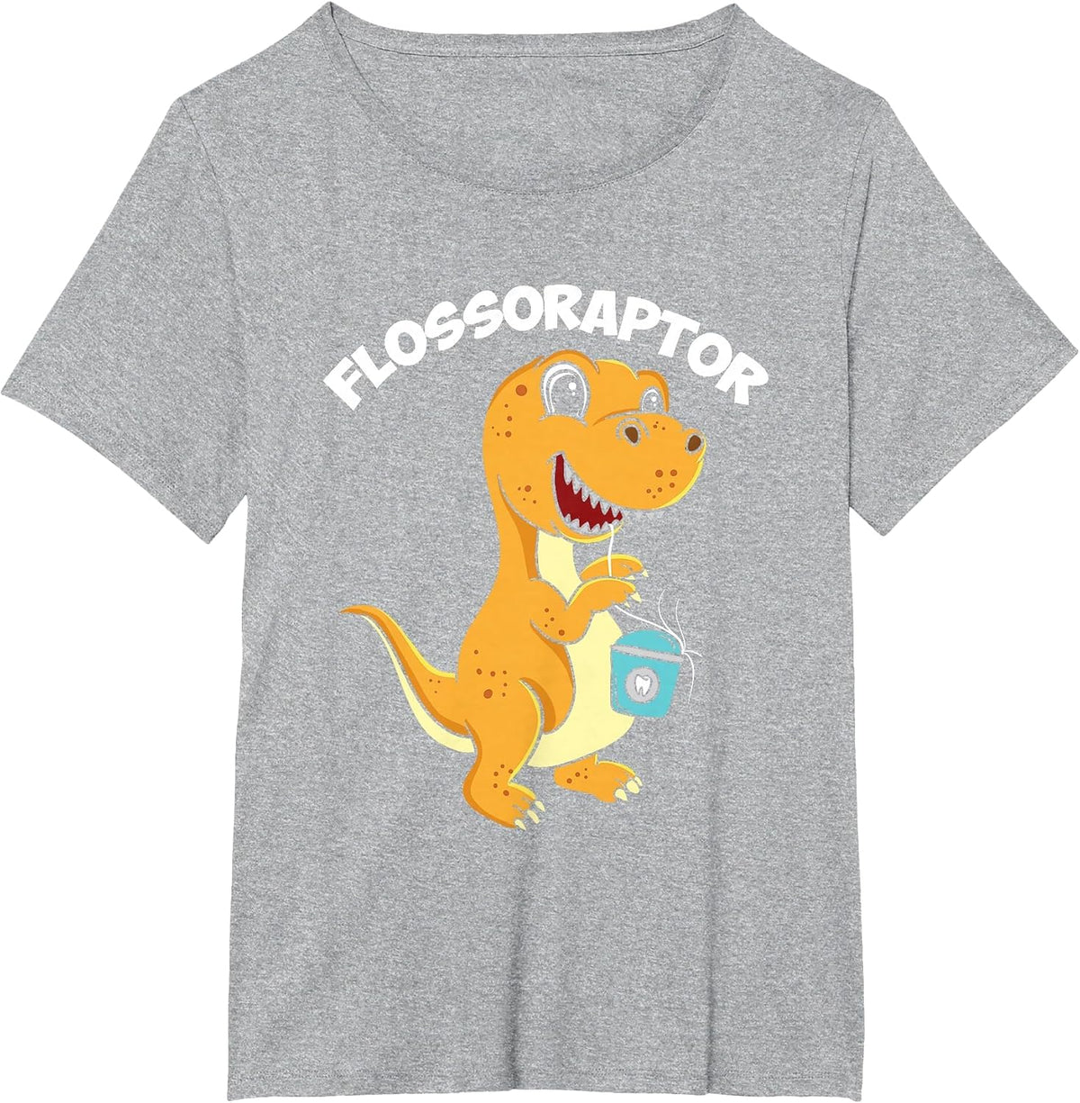 Flossoraptor Dental Hygiene Future Dentist Dinosaur Tooth T-Shirt - Heather Grey
