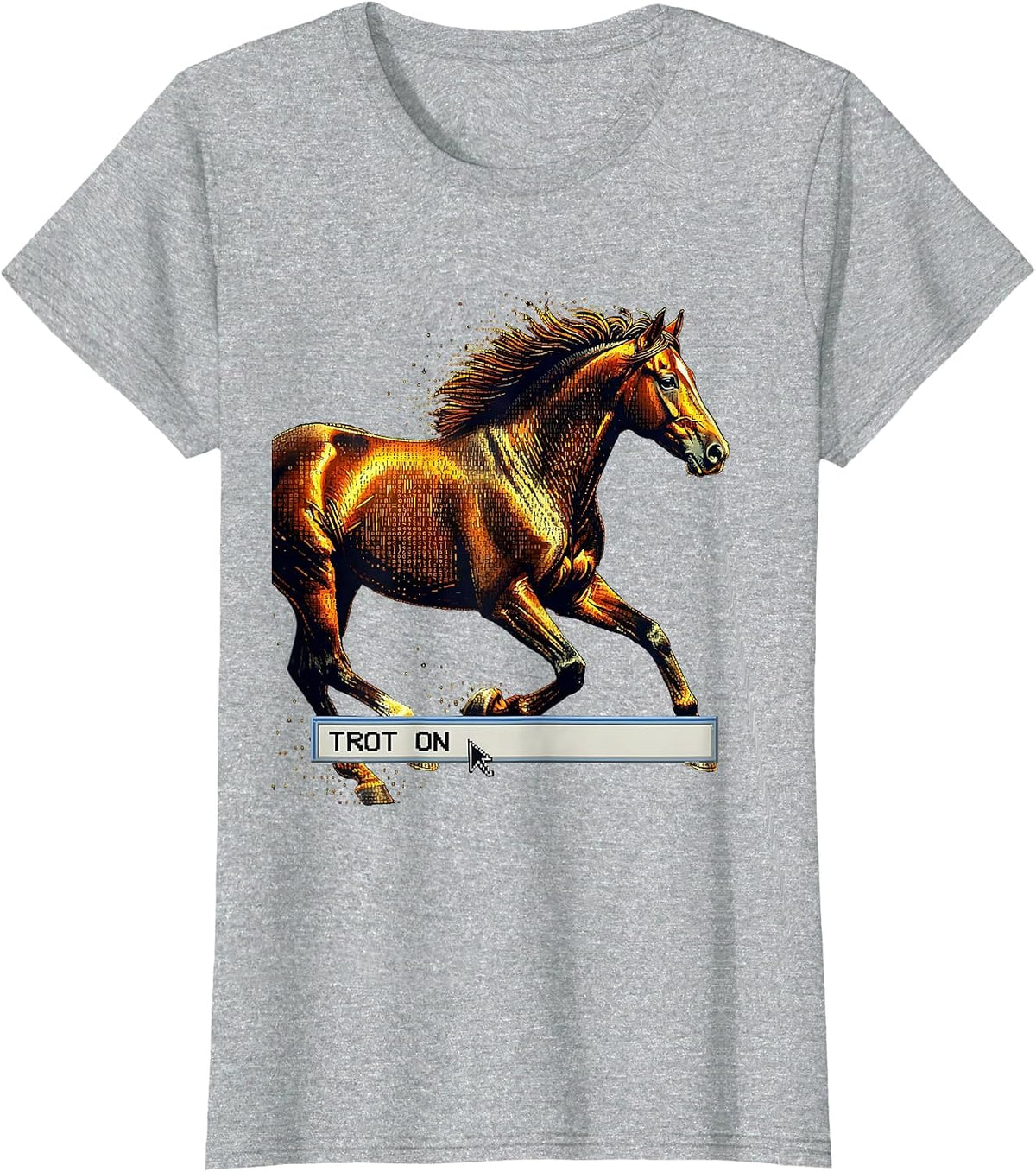 Trot On Horse Lover Equestrian Design T-Shirt - Heather Grey