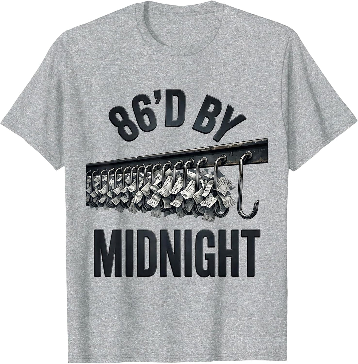 Men's 86'd By Midnight Funny Chef Cook Kitchen Staff Gift T-Shirt - Heather Grey