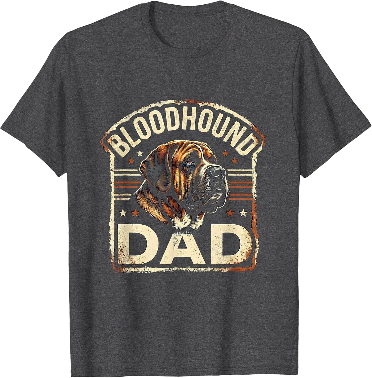 Bloodhound Dad Rubber Stamp Patriotic Dog Breed Pride 4th T-Shirt - Dark Heather Grey