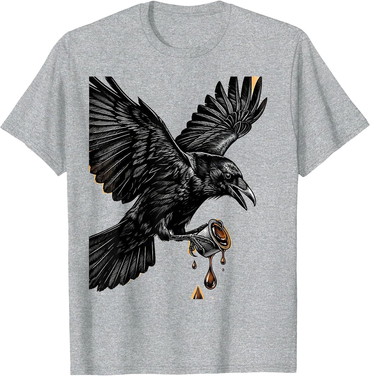 Men's Cawf Crow Coffee Lover Graphic Tee T-Shirt - Heather Grey