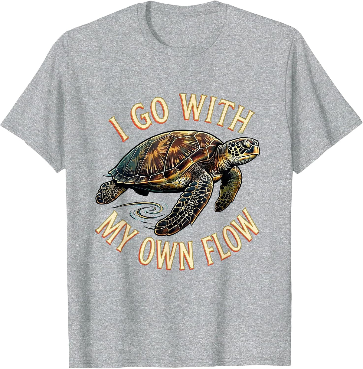 Men's I Go With My Own Flow Sea Turtle Ocean Animal Lover Gift T-Shirt - Heather Grey