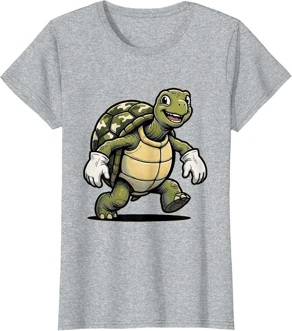 Women's Tiny Turtle Camo Shell Kids Graphic Tee T-Shirt - Heather Grey