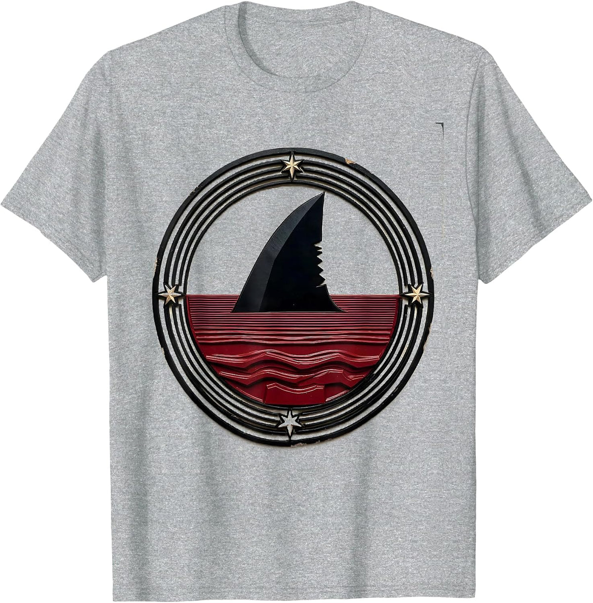 Men's Shark Fin Ocean Surface Graphic T-Shirt - Heather Grey