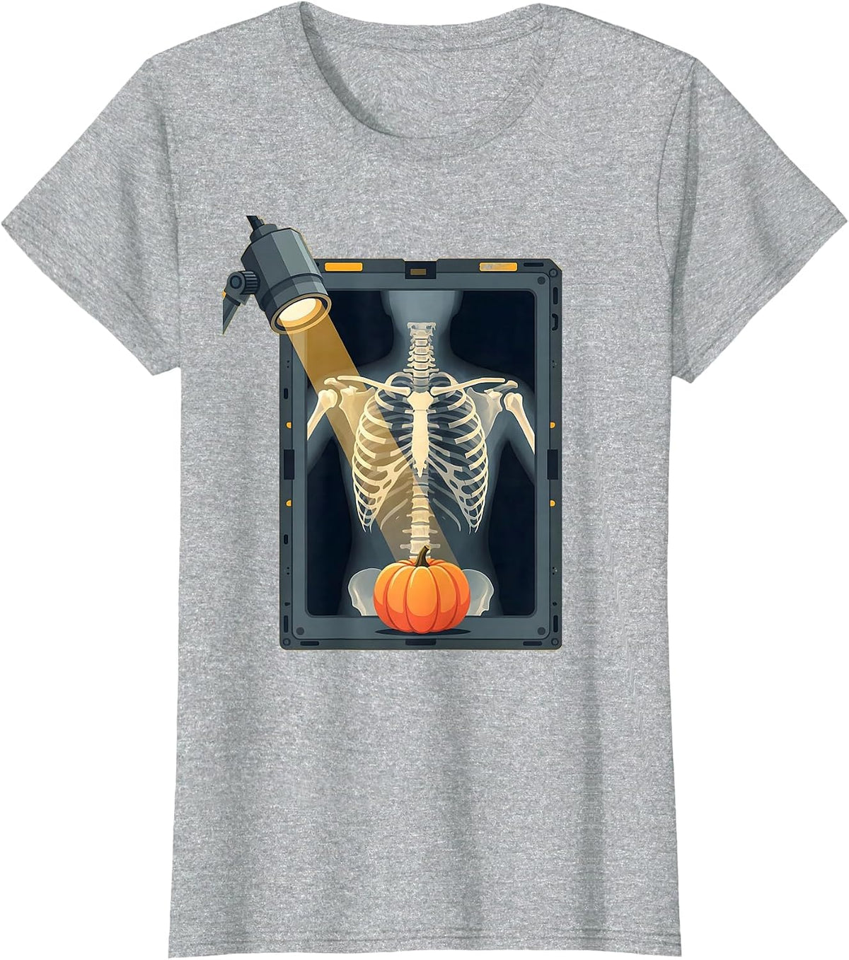 Radiant Bat X-Ray Tech Halloween Radiology Crew T-Shirt - Heather Grey