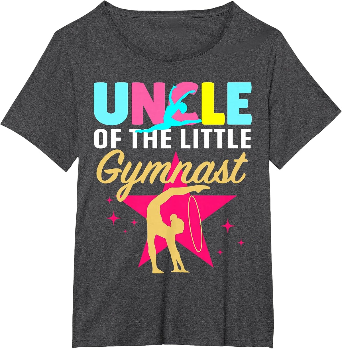 Uncle Little Gymnast Girl Birthday Gymnastics Themed Party T-Shirt - Dark Heather Grey