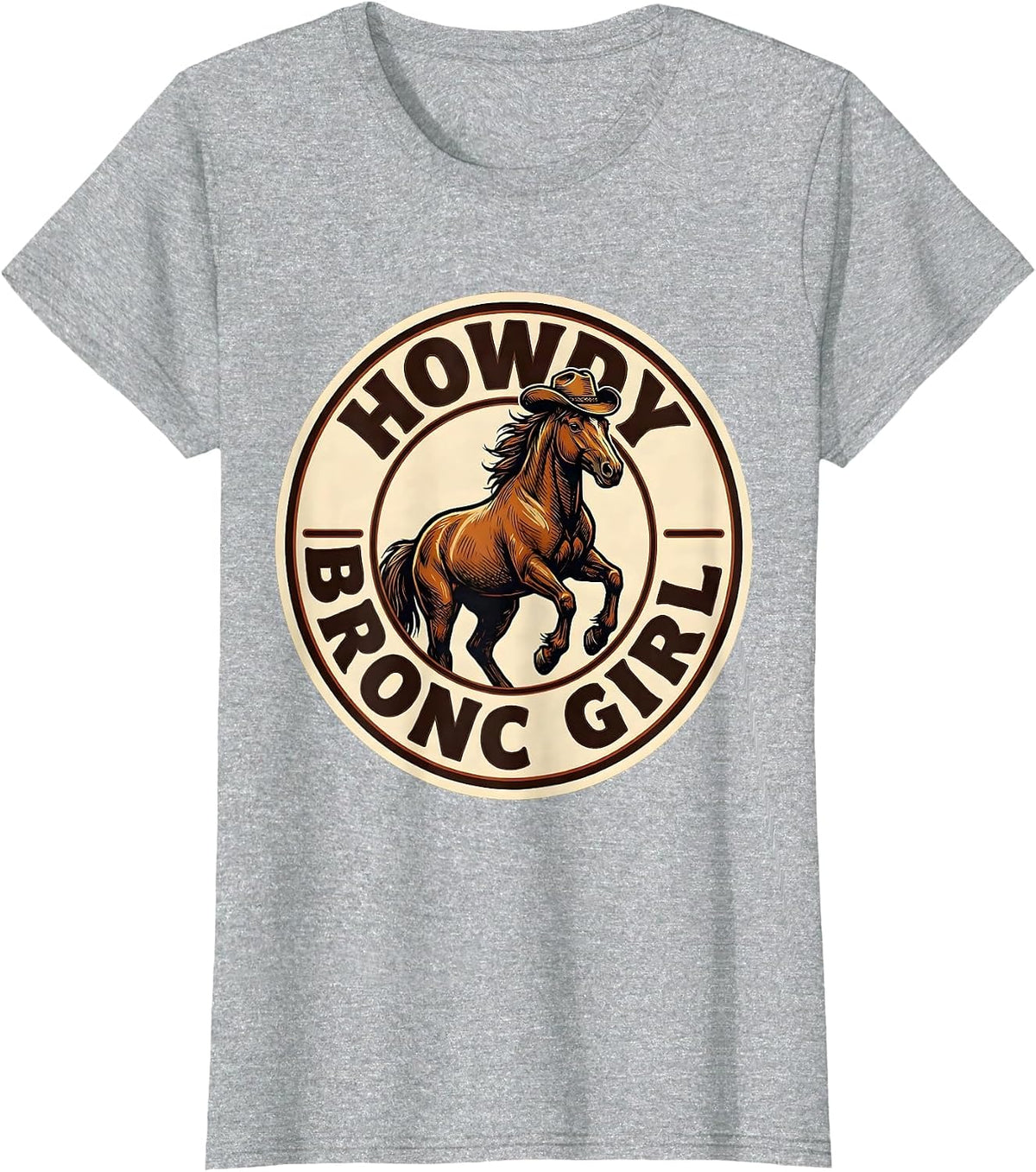 Women's Howdy, Bronc Girl Western Cowgirl Rodeo Pride Humor T-Shirt - Heather Grey