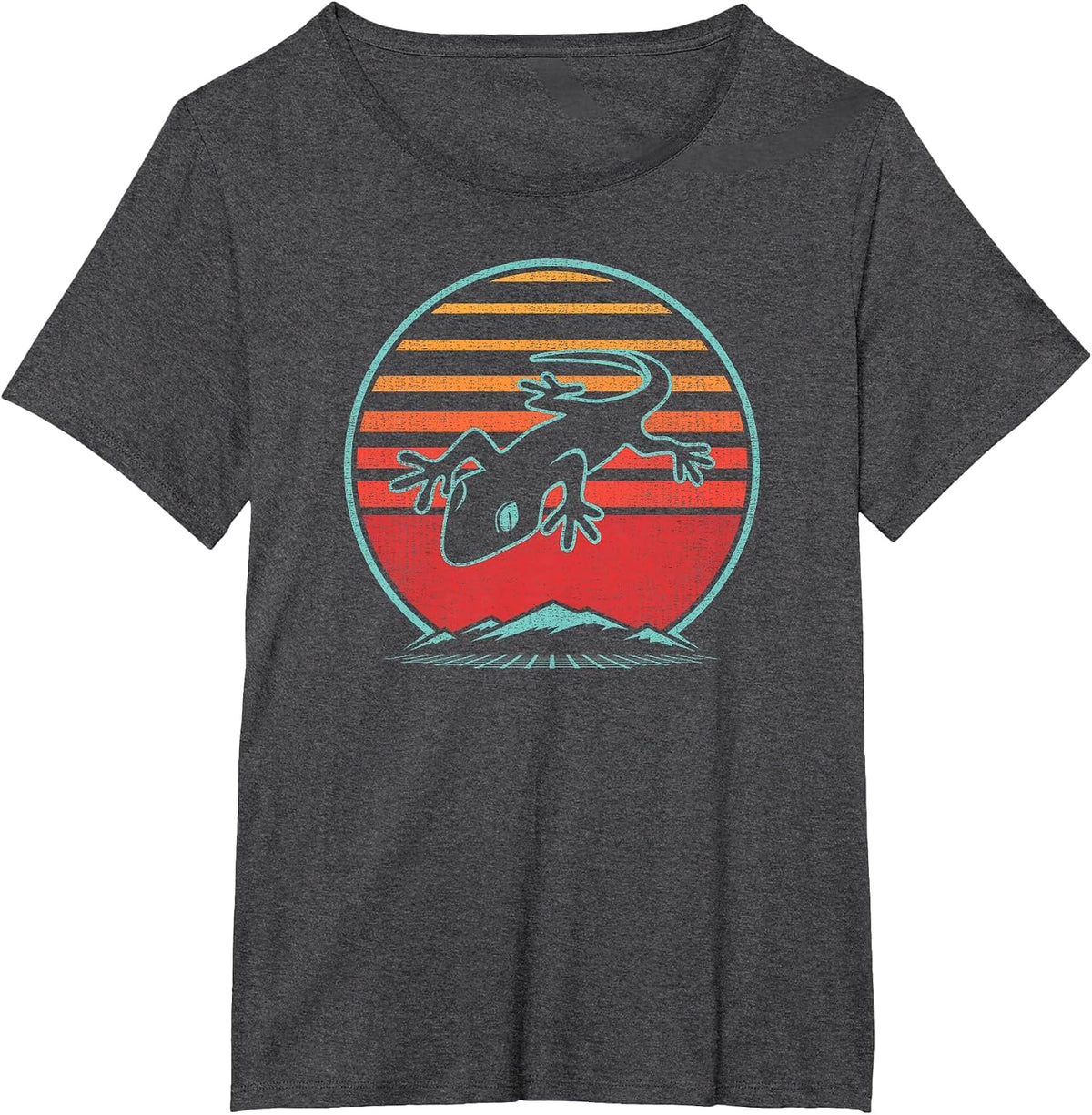 Gecko Retro Vintage 80s Style T-Shirt - Dark Heather Grey