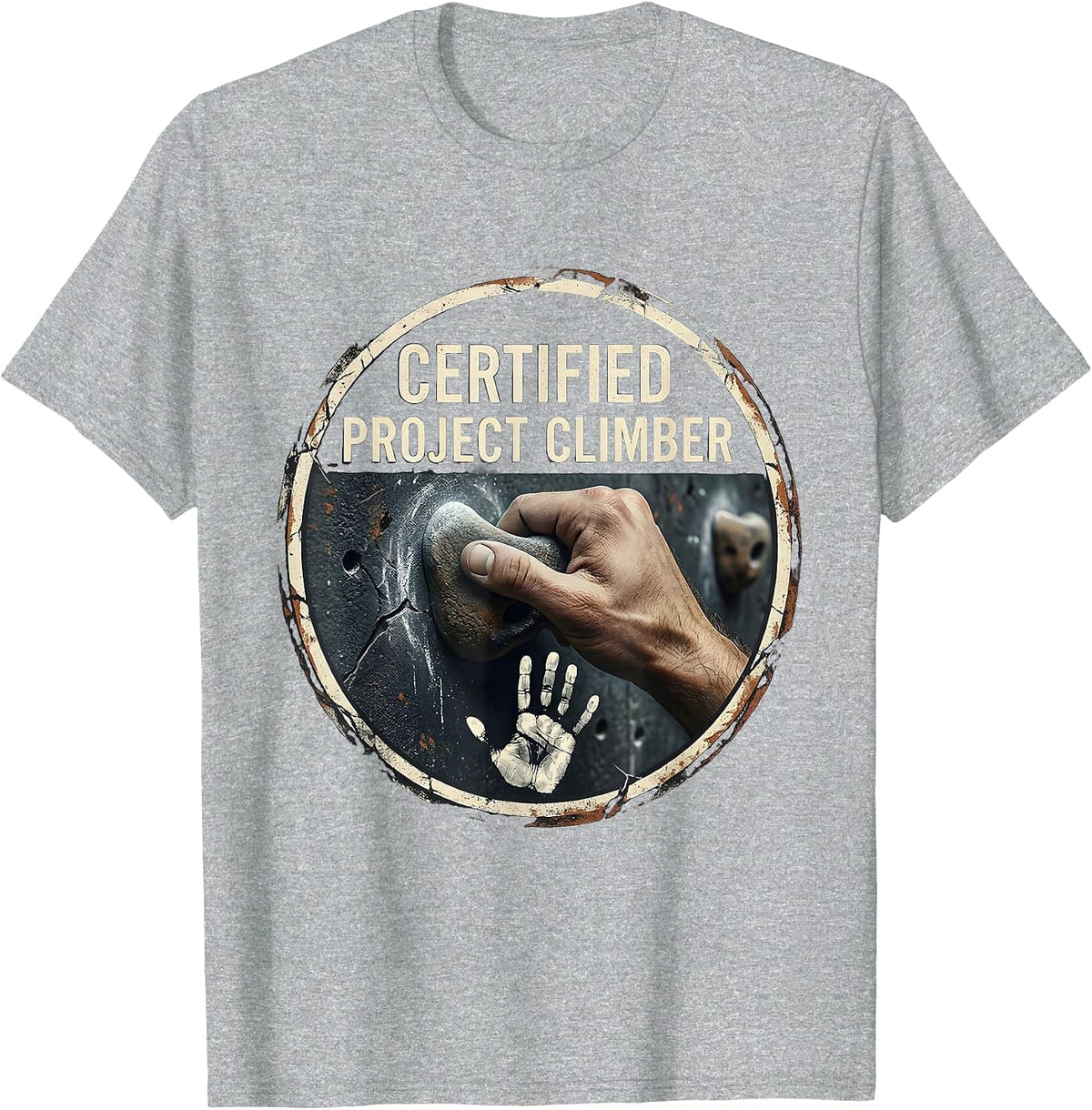 Men's Certified Project Climber Distressed Rock Climbing T-Shirt - Heather Grey
