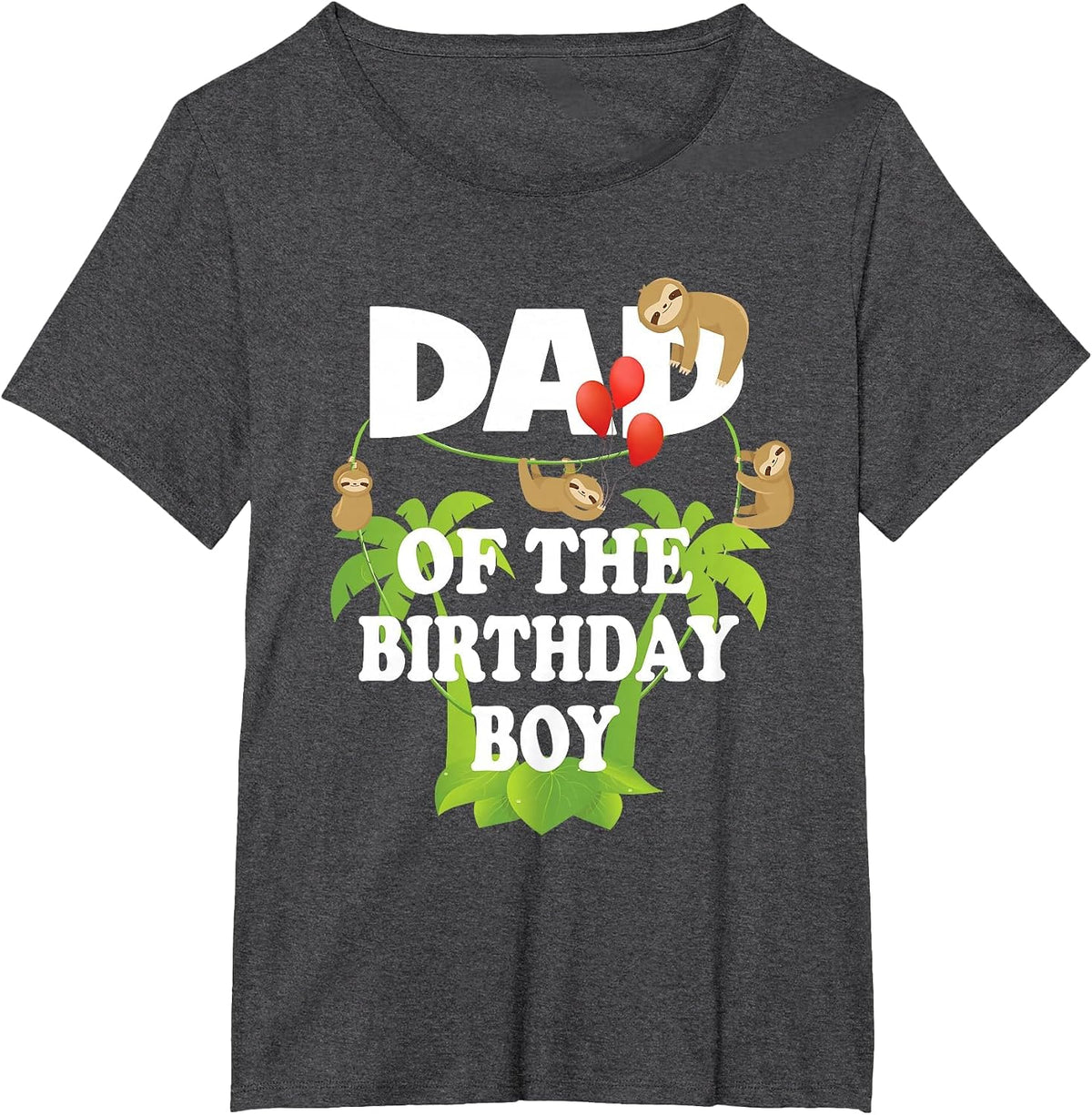 Dad of The Birthday Boy Sloth Kid B-Day Party T-Shirt - Dark Heather Grey
