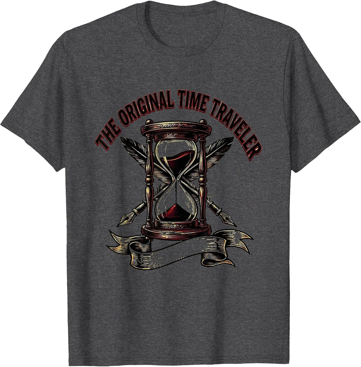 History Teacher The Original Time Traveler Design T-Shirt - Dark Heather Grey