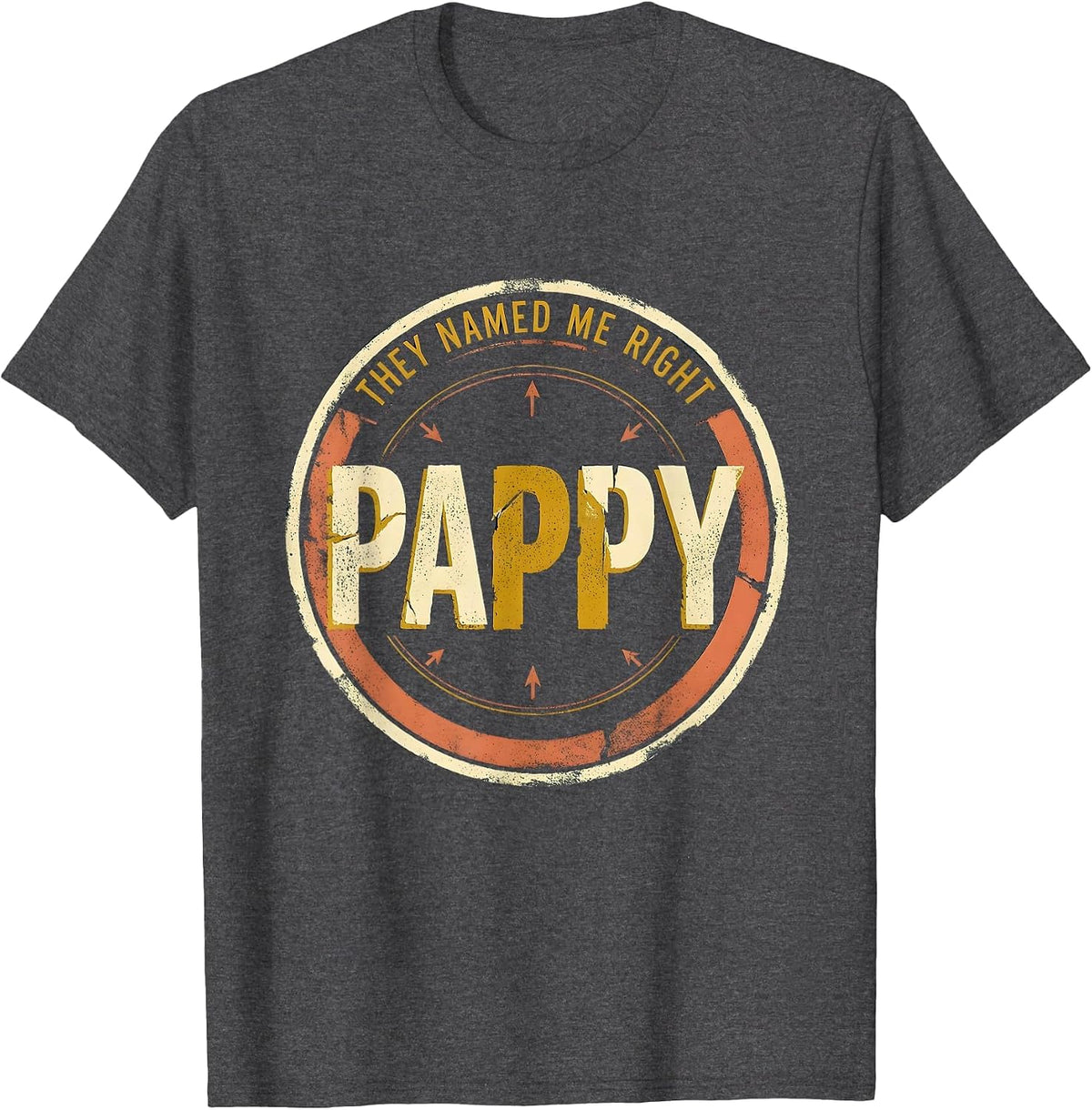Men's They Named Me Right: Pappy Vintage Grandfather Funny Family T-Shirt - Dark Heather Grey