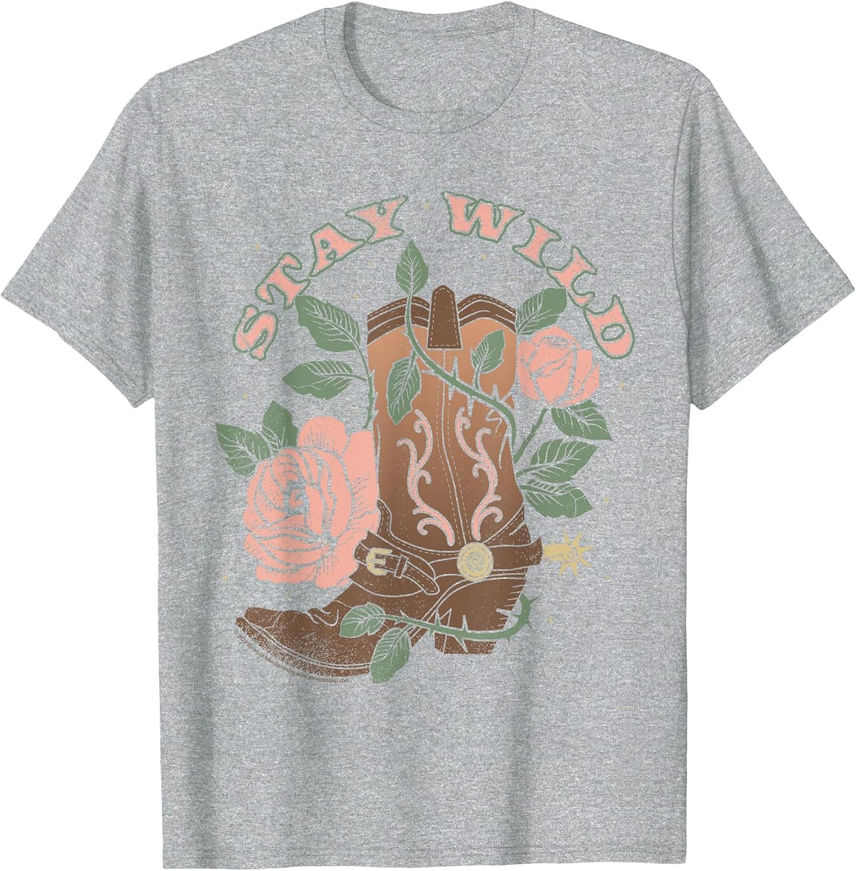 Vintage Country Stay Wild T-Shirt - Heather Grey