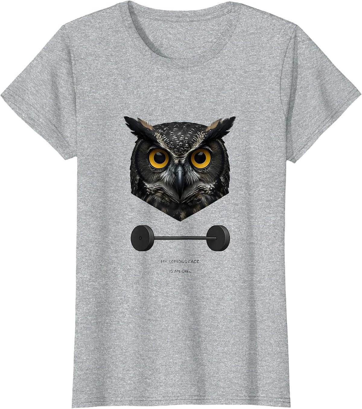 My Serious Face Is An Owl Funny Gym Weightlifting Workout T-Shirt - Heather Grey