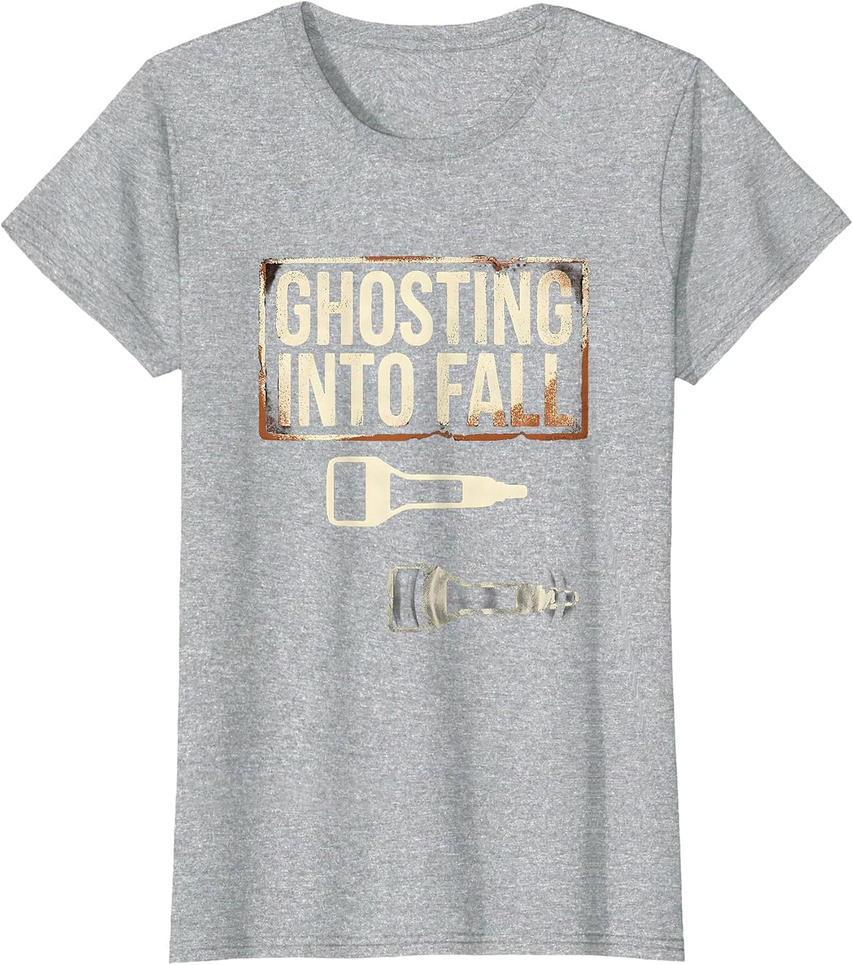 Women's Ghosting Into Fall Rubber Stamp Sonographer Halloween Humor T-Shirt - Heather Grey