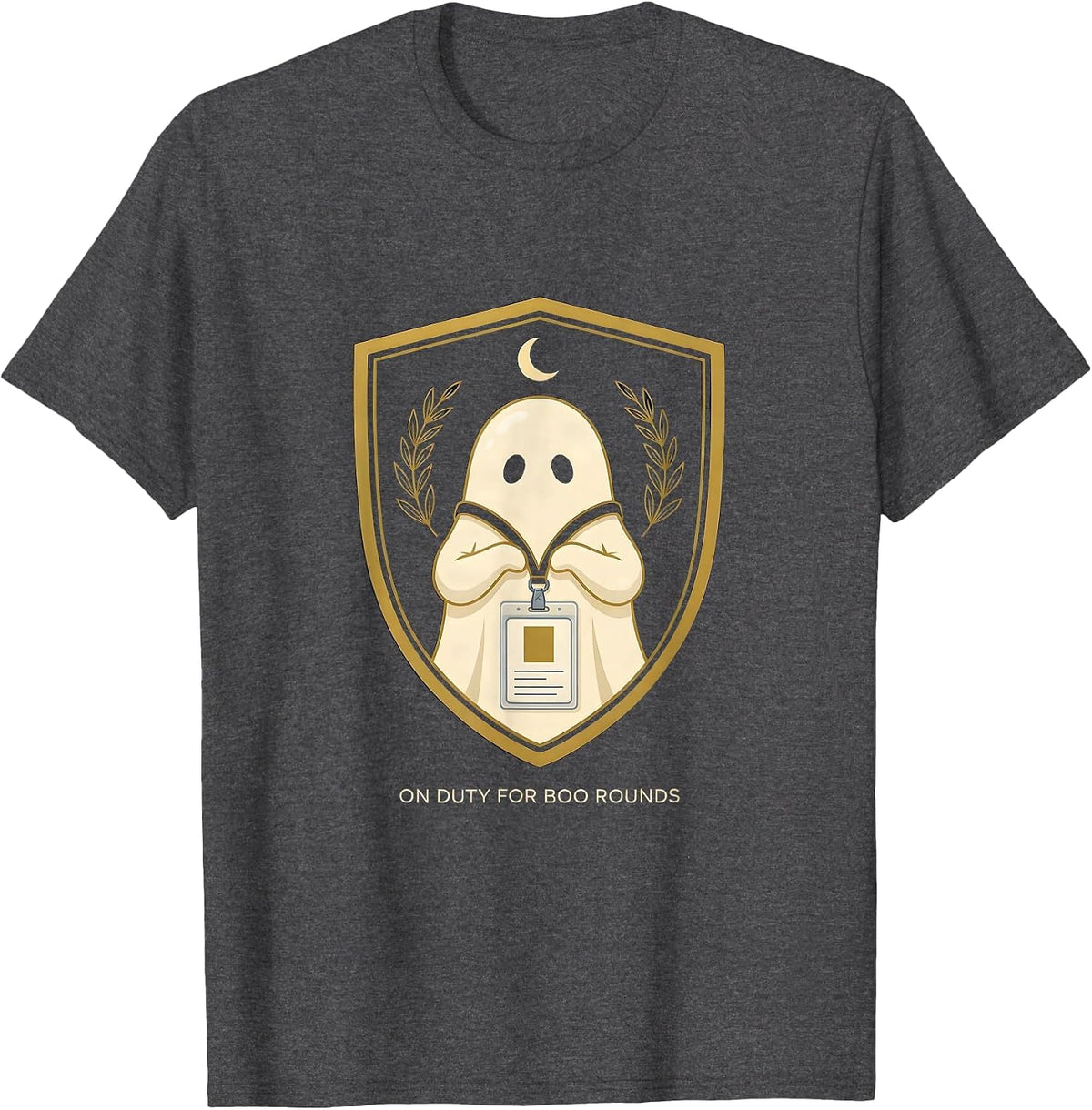 On Duty For Boo Rounds Ghost SPED Paraprofessional Halloween T-Shirt - Dark Heather Grey
