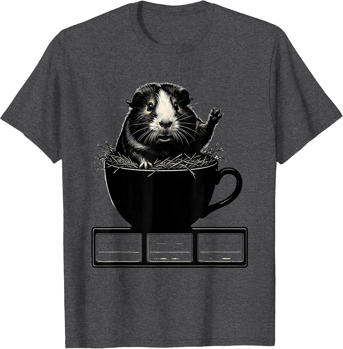 Men's Guinea Pig In Teacup Cute Cavy Lover Cartoon Humor T-Shirt - Dark Heather Grey