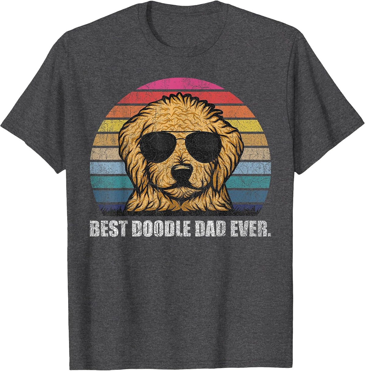 Best Doodle Dad Ever Shirt Vintage Retro Goldendoodle Dad T-Shirt - Dark Heather Grey