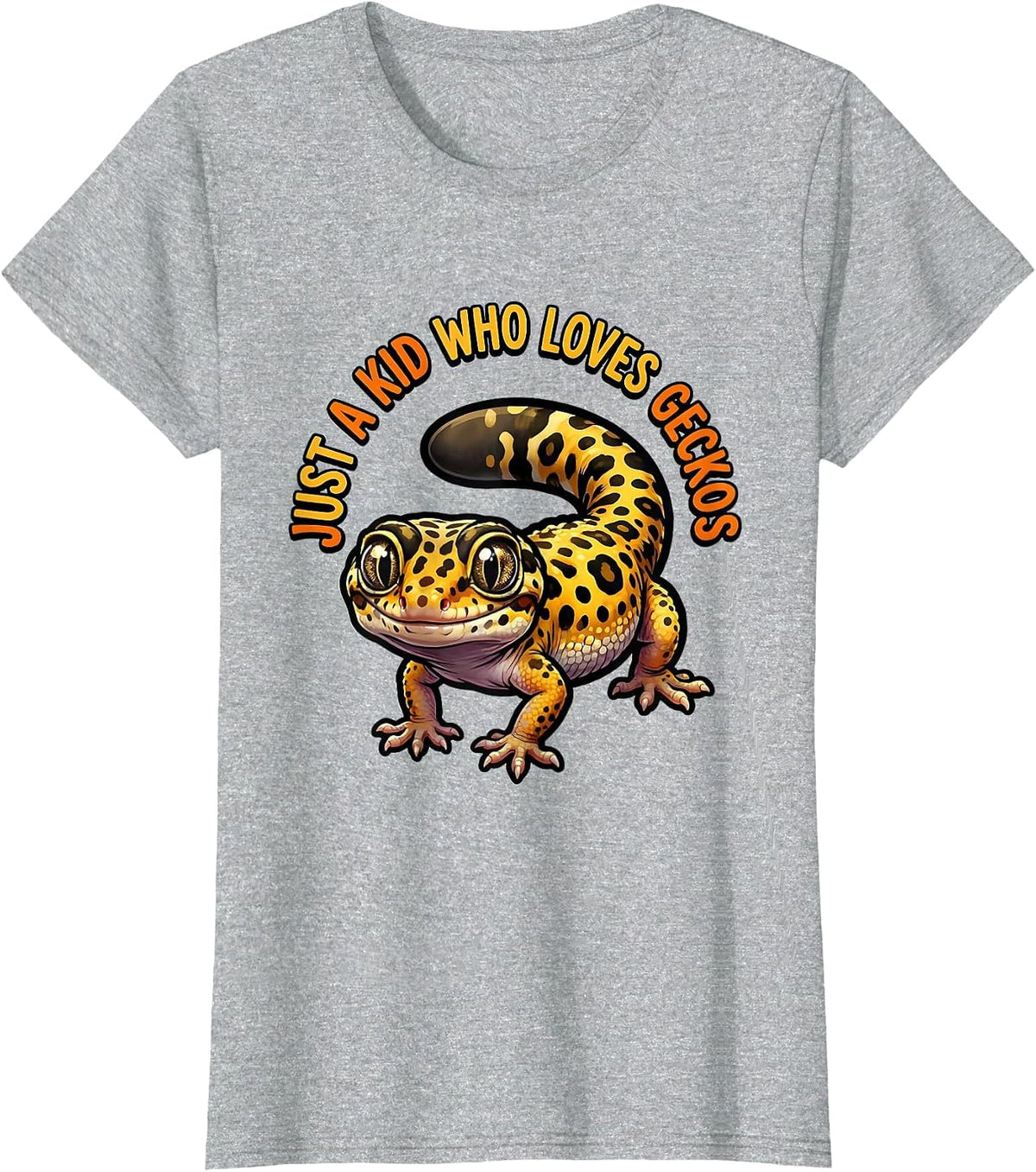 Just A Kid Who Loves Geckos Funny Reptile Leopard Gecko T-Shirt - Heather Grey