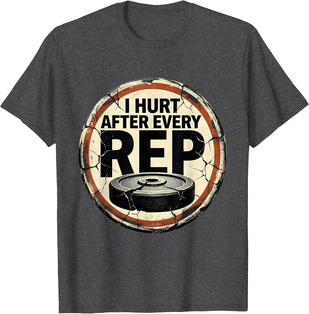 Men's I Hurt After Every Rep Distressed Gym Workout Weightlifter T-Shirt - Dark Heather Grey