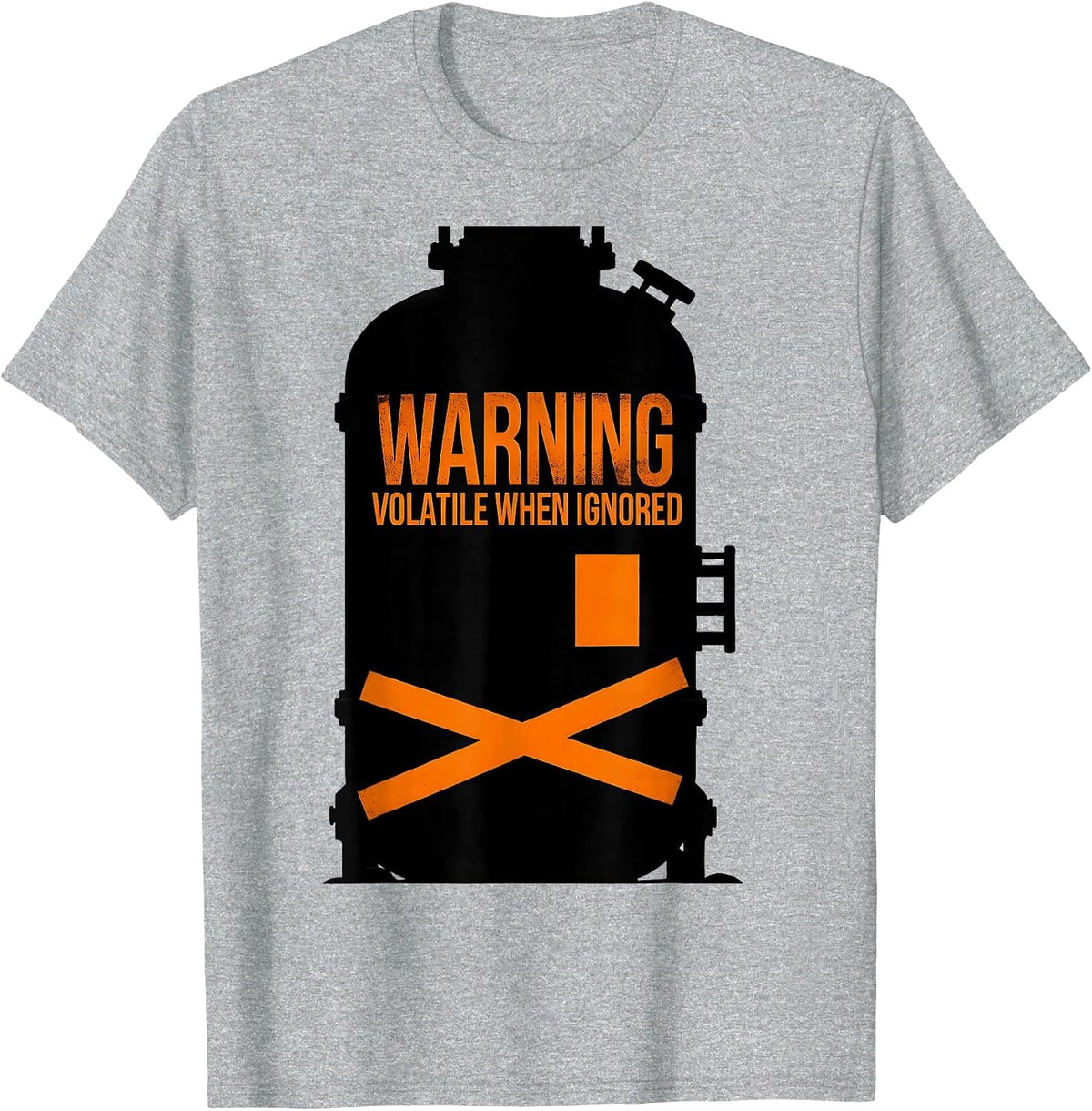 Men's Warning Volatile When Ignored Brutalist Chemistry Teacher T-Shirt - Heather Grey