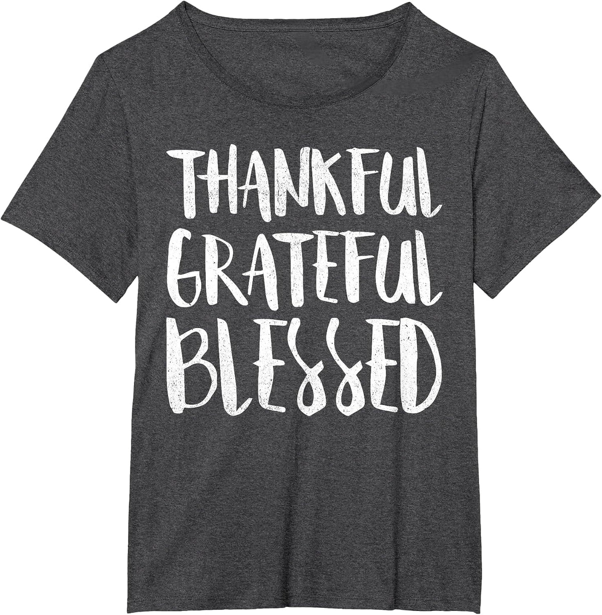 Thankful Grateful Blessed Shirt Adult Kids Thanksgiving Day T-Shirt - Dark Heather Grey