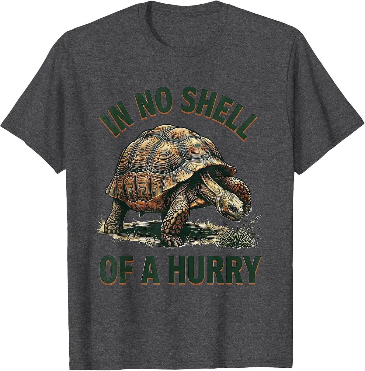 Men's In No Shell Of A Hurry Vintage Funny Tortoise Lover Gift T-Shirt - Dark Heather Grey