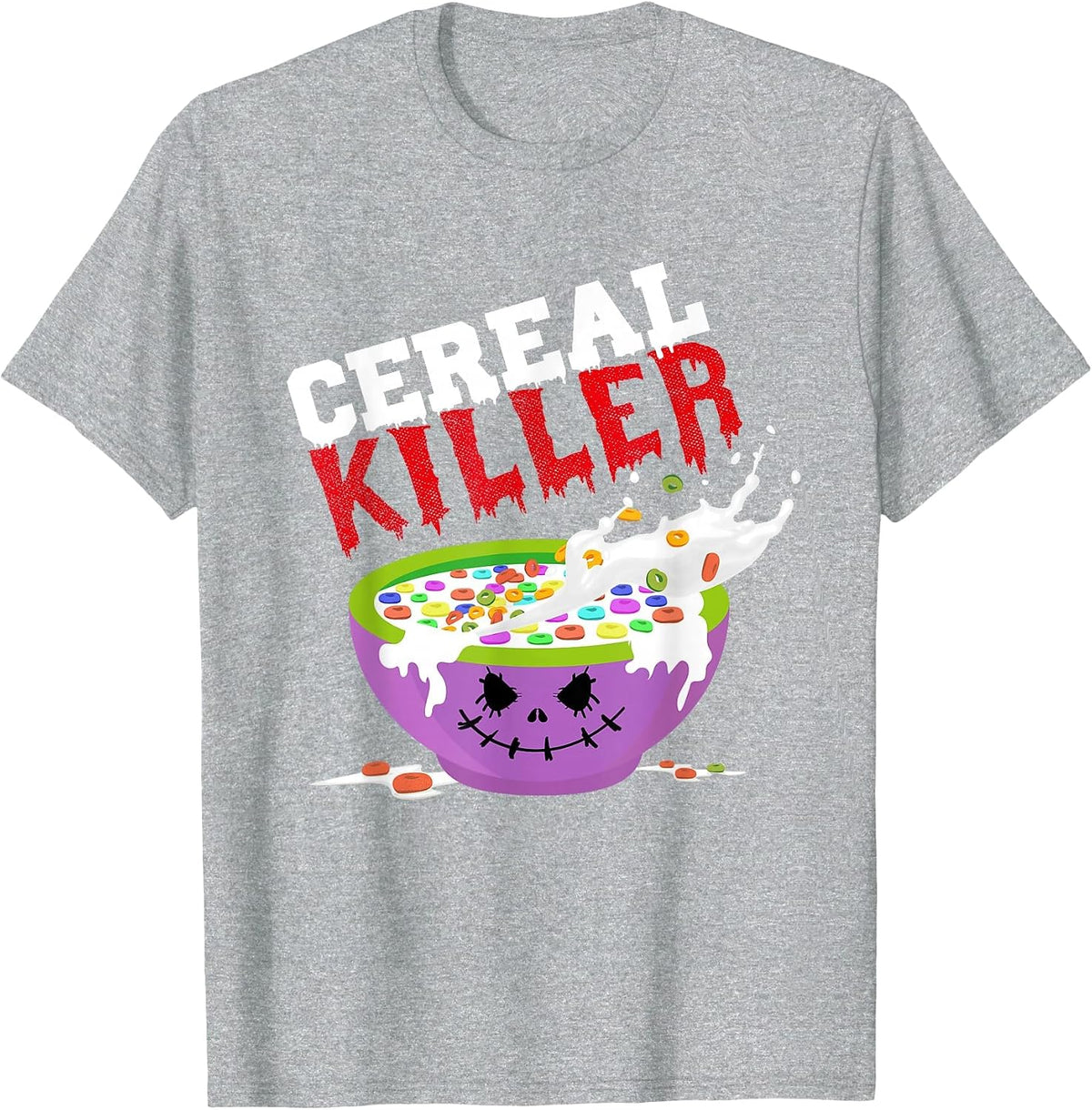 Cereal Killer Costume Funny Halloween Breakfast Cereal Food T-Shirt - Heather Grey